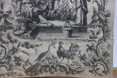 École du XVIIIe siècle. Gravure a décor de...