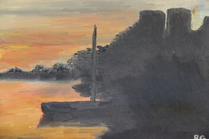 École du XXème. Huile sur toile. Vue du littoral....