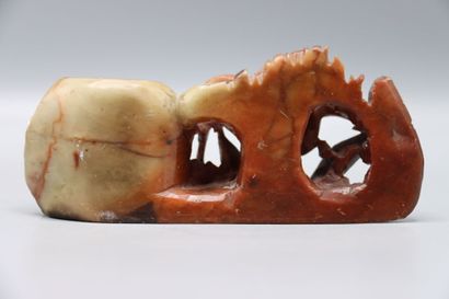 ASIE (CHINE) : Porte pinceaux en pierre de...