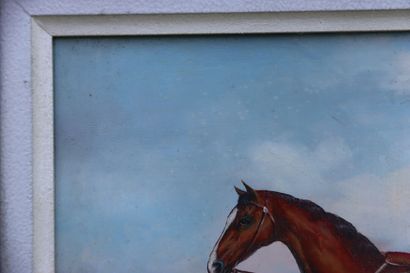École du XXe siècle. Cavalier. Huile sur...