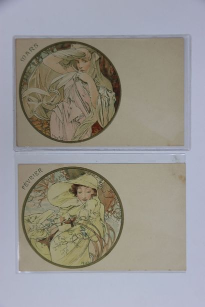 MUCHA Alphonse (1860-1939). 15 cartes postales...