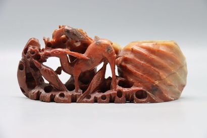 ASIE (CHINE) : Porte pinceaux en pierre de...