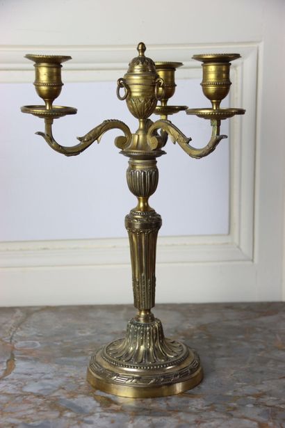 PAIRE DE CANDÉLABRES
in chased and gilded...