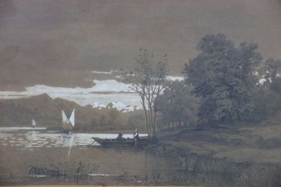 Michel BOUQUET (1807-1890). River scene....
