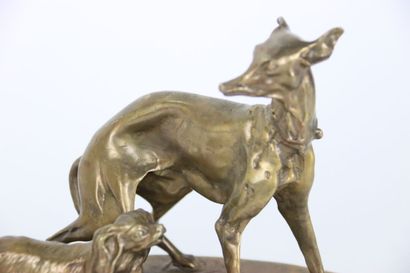 Animal sculpture in bronze representing two...