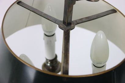 Lampe bouillotte en métal argenté à trois...