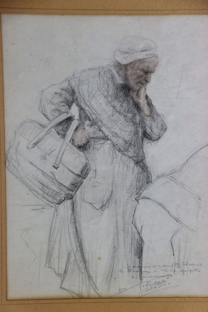 Jean SCHERBECK (1898-1989). Old woman and...