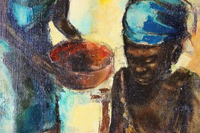 Roland HIBERT. Senegalese women. Oil on canvas....