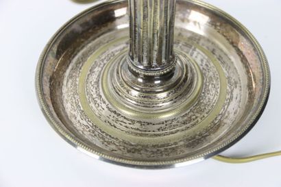 Lampe bouillotte en métal argenté à trois...