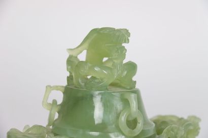 CHINA. Nephrite incense burner with lateral...
