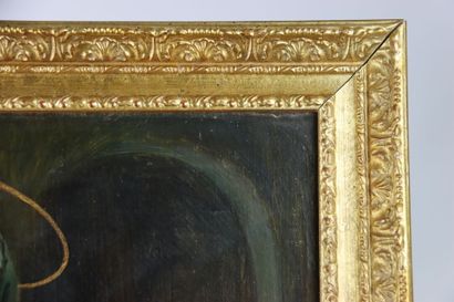 School of the XIXth. Virgin and child. Oil...