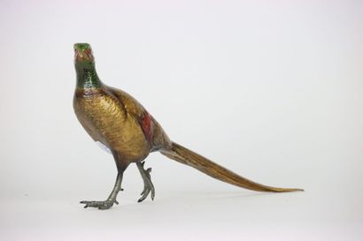 Animal sculpture in bronze with a polychrome...