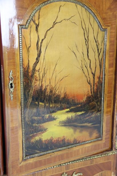 Meuble d'appui ou confiturier en bois peint...