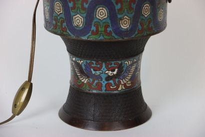 CHINA. Vase in cloisonné enamel mounted as...