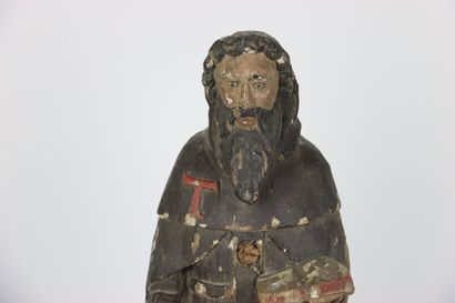Saint-Antoine en bois polychrome. Hauteur...