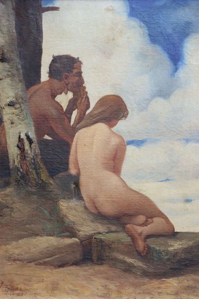 School of the XXth. Faun and young woman....