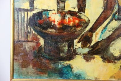 Roland HIBERT. Senegalese women. Oil on canvas....