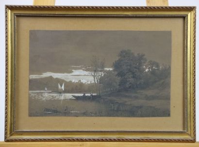 Michel BOUQUET (1807-1890). River scene....