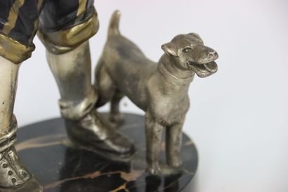 Sculpture in metal figuring gavroche and...