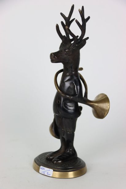 Pair of bronzes showing two stags holding...