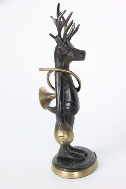 Pair of bronzes showing two stags holding...