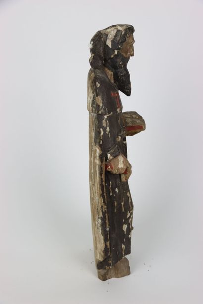 Saint-Antoine en bois polychrome. Hauteur...