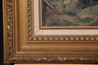 Heinz BALMER.(XXth) BOOTHAUS TWANN. Oil on...