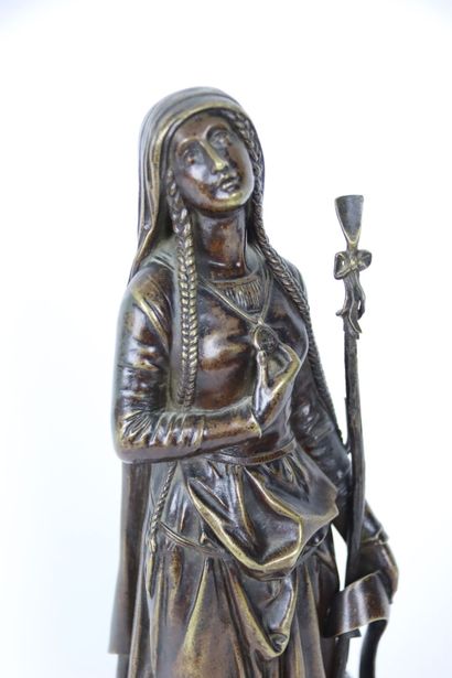 Bronze with brown patina, sculpture representing...