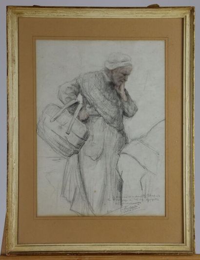Jean SCHERBECK (1898-1989). Old woman and...