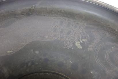 CHINA. Large brazier in patinated bronze...