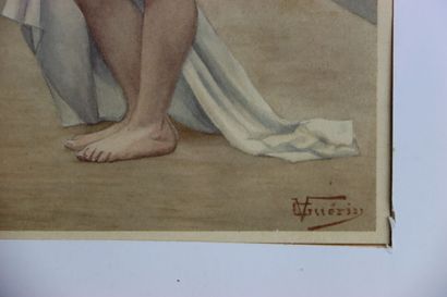 V. GUERIN. Meeting of two watercolors and...
