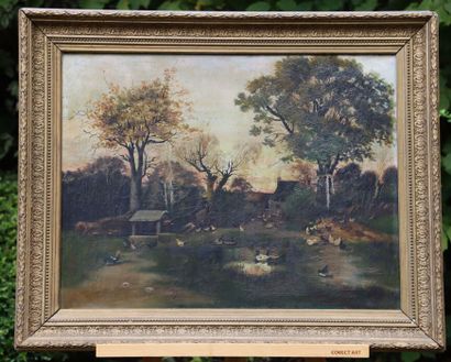School of the XIXth century. Farm landscape....