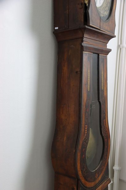 Horloge comtoise, coffre violoné en bois...