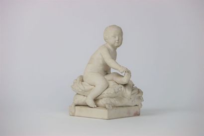MOUGIN, Enfant assis sur un coussin à fleurs...