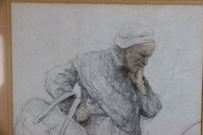 Jean SCHERBECK (1898-1989). Old woman and...
