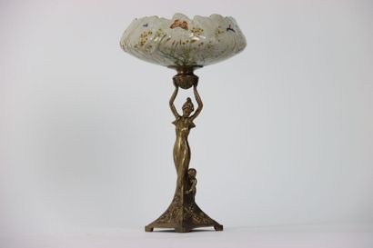 Porcelain and bronze bowl, the foot in the...
