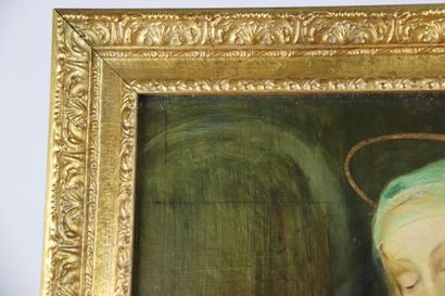 School of the XIXth. Virgin and child. Oil...