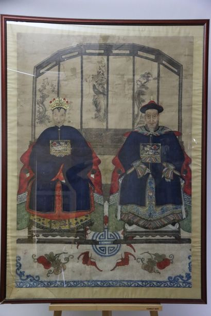 CHINA, Painting on silk. Ancestor painting...