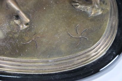 Animal sculpture in bronze representing two...