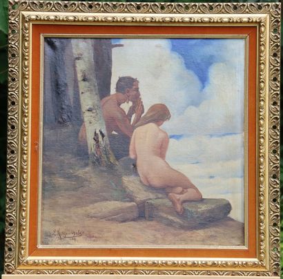 School of the XXth. Faun and young woman....