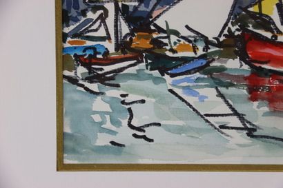 Charles MALLE (1935). Boat in the harbor....