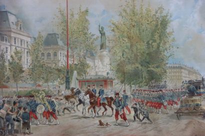 Edmond MORIN, Parade on the Place de la République....