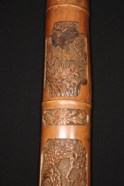 CHINA.carved bamboo decorated with a rider...