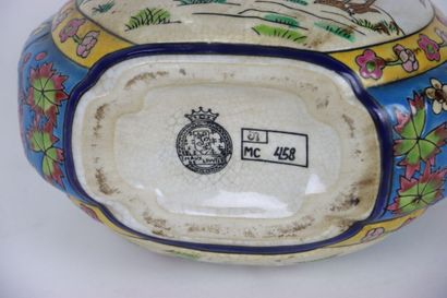 Large ovoid vase in enamelled ceramic with...