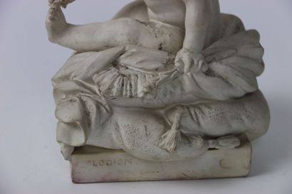 MOUGIN, Enfant assis sur un coussin à fleurs...