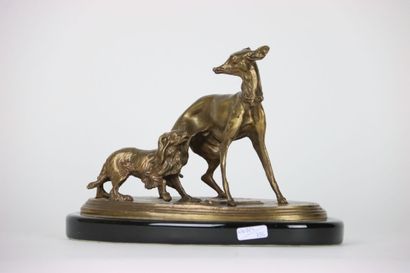 Animal sculpture in bronze representing two...