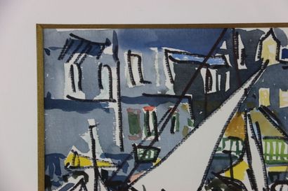 Charles MALLE (1935). Boat in the harbor....