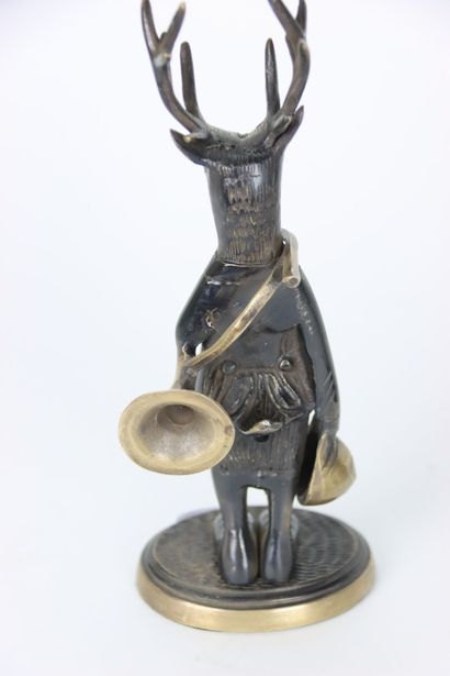 Pair of bronzes showing two stags holding...