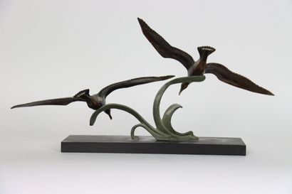 Charles RUCHOT (1880-1925). Couple of seagulls....