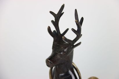 Pair of bronzes showing two stags holding...